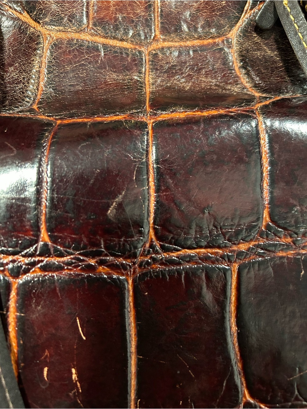 Dooney & Bourke Croco Embossed Leather Tote Bag Brown Crocodile Shoulder Purse - Picture 12 of 16